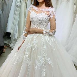 Boho A-Line V-Neck Glitter Wedding Dress, Chiffon Tulle Open Back Gown