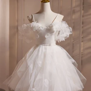 Chic White Off-Shoulder Tulle A-Line Prom Dress: Your Cute Homecoming Essential