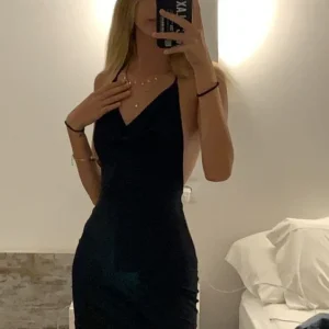 Black Satin Sleeveless Homecoming Party Dress with Built-in Bra