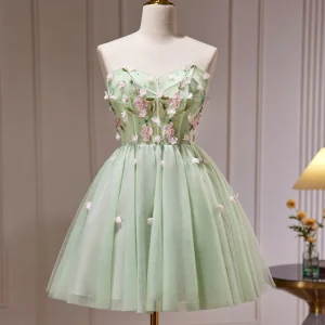Robe de soirée transparente en tulle vert, robe de soirée transparente