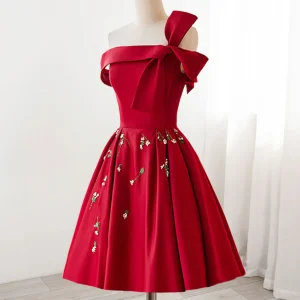 Robe de soirée courte rouge unique, robe de danse de 8e année