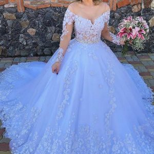 A-Line Satin Off-The-Shoulder Short Wedding Dress with Strapless Lace Appliques