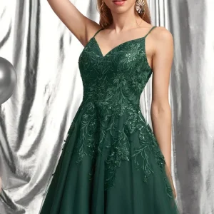 Robe de danse en dentelle vert émeraude de 8e année, robe de soirée