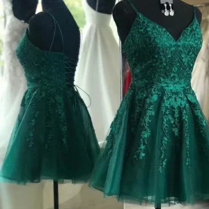 Robe de remise de diplôme en dentelle vert émeraude de 8e année, robe de soirée