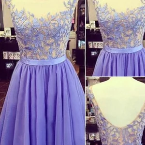 Robe de bal courte en dentelle lavande pour adolescents, robe de soirée, robe de remise de diplôme
