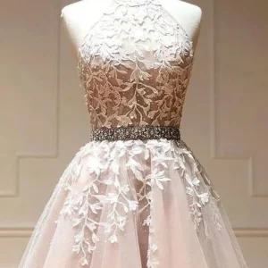 Robe courte en dentelle rose pâle Sweet 16 Robe de soirée
