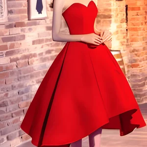 Robe de soirée/robe de bal rouge chérie, haute et basse, pour étudiant de première année, 2023