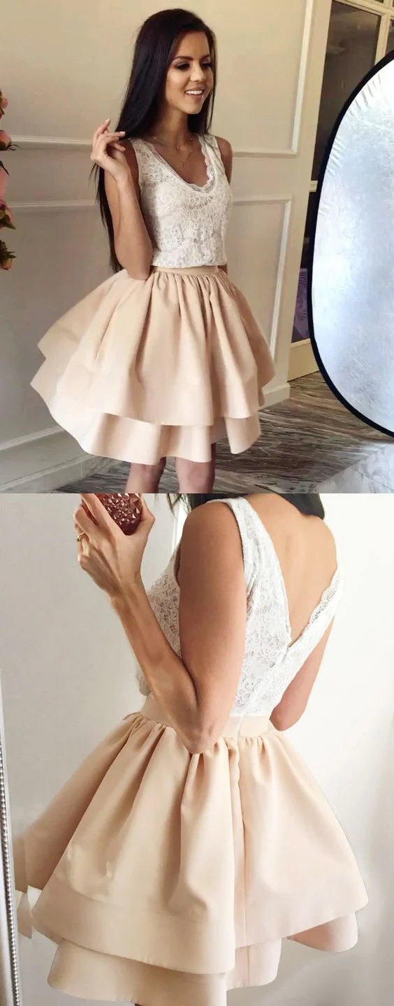 Robe de bal courte pour adolescents, robe de soirée avec jupe à deux couches – Image 2