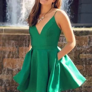 Mini robe de bal courte verte simple pour adolescents, robe semi-formelle