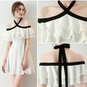 Superbe robe de soirée simple en mousseline de soie, robe de bal courte, 2024