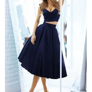 Robe de soirée bleu marine deux pièces, robe de première année, GDC1083