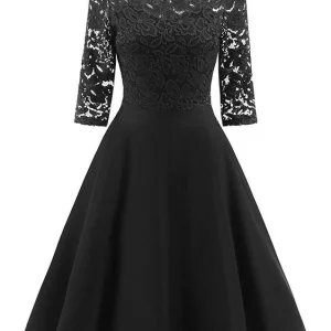 Robes de demoiselle d'honneur noires courtes Vintage, robe de bal en dentelle à une épaule avec manches